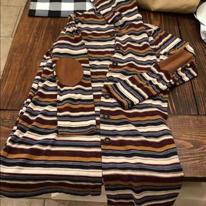 😍striped long cardigan with padded elbows